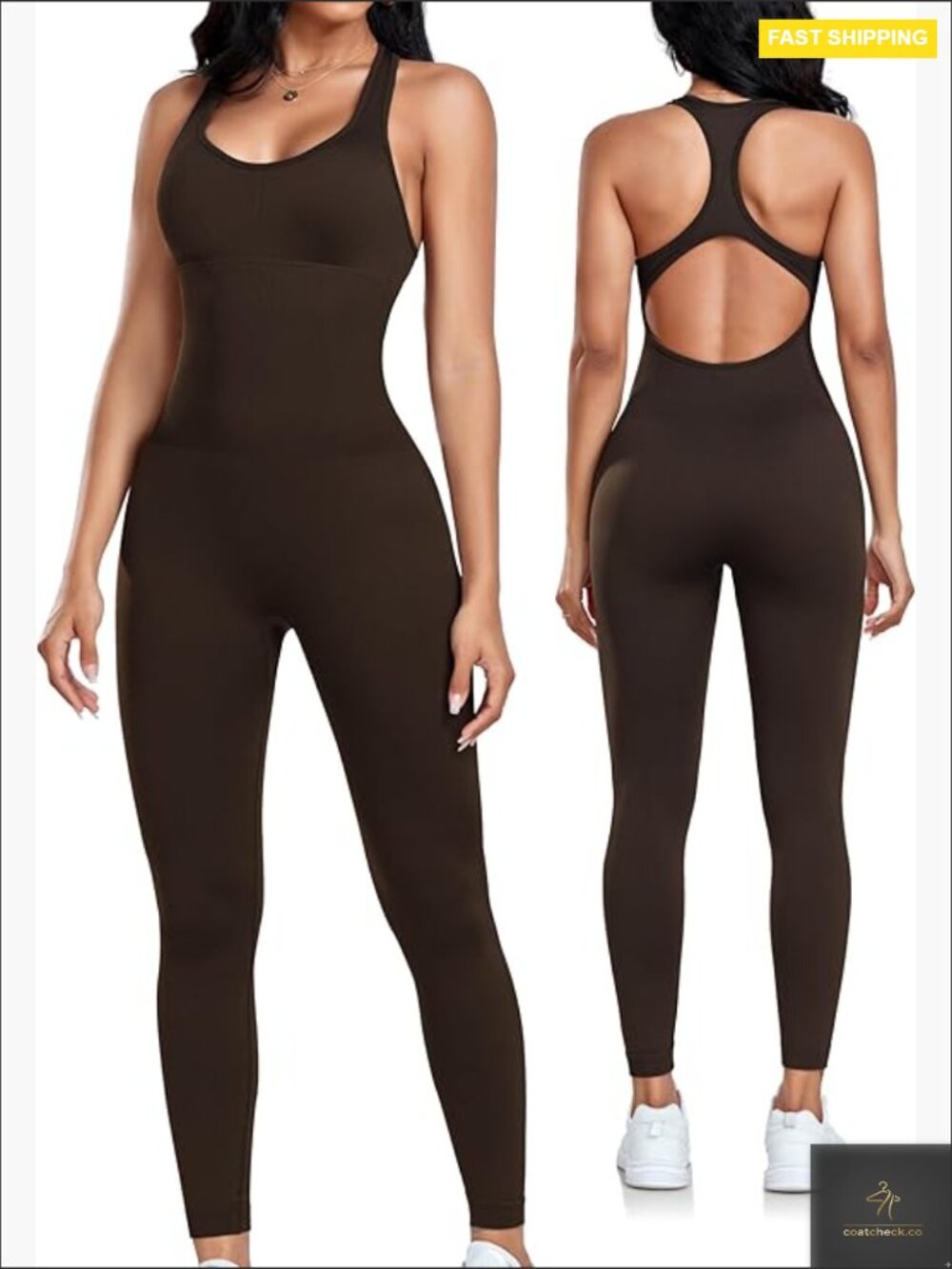 Seamless Jumpsuit Racerback Tummy Control Padded Bra Yoga Gym Bodycon Unitard